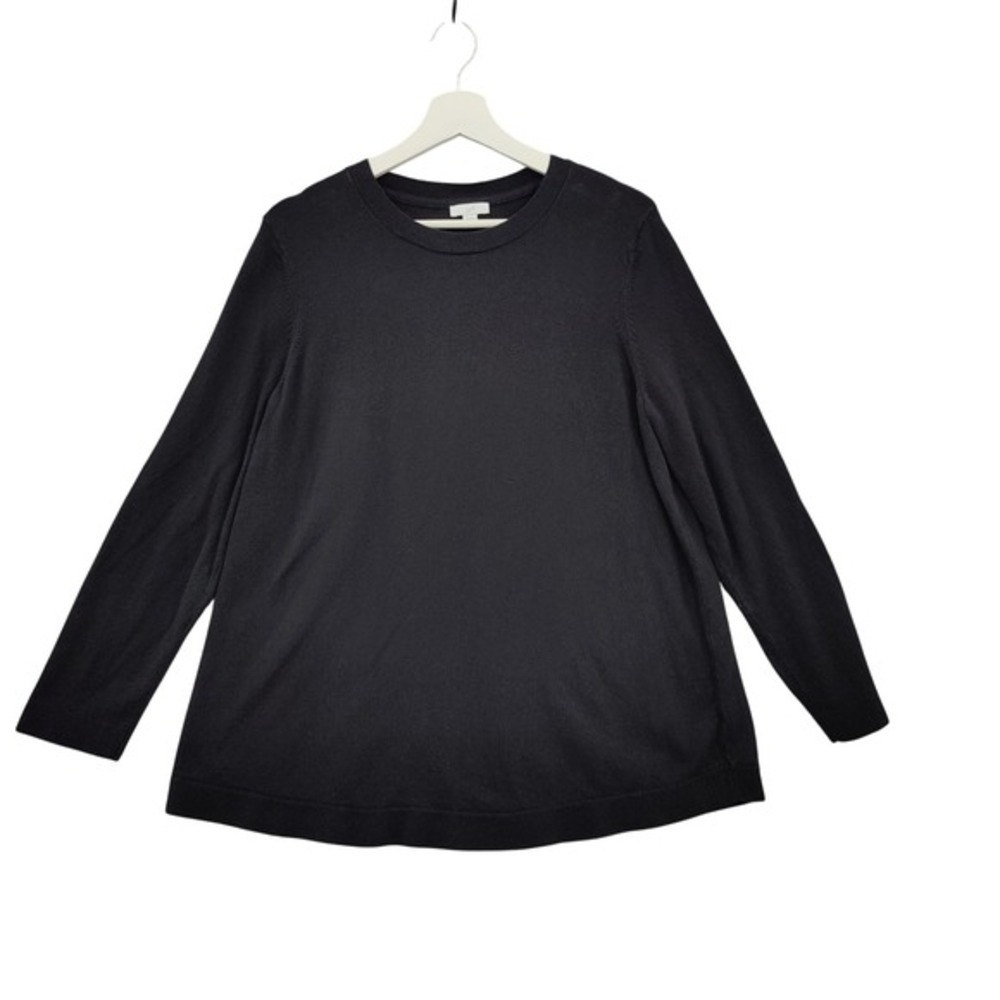 J. Jill Womens Minimalist Classic Cozy Crewneck Sweater L Black Long Sleeve Knit